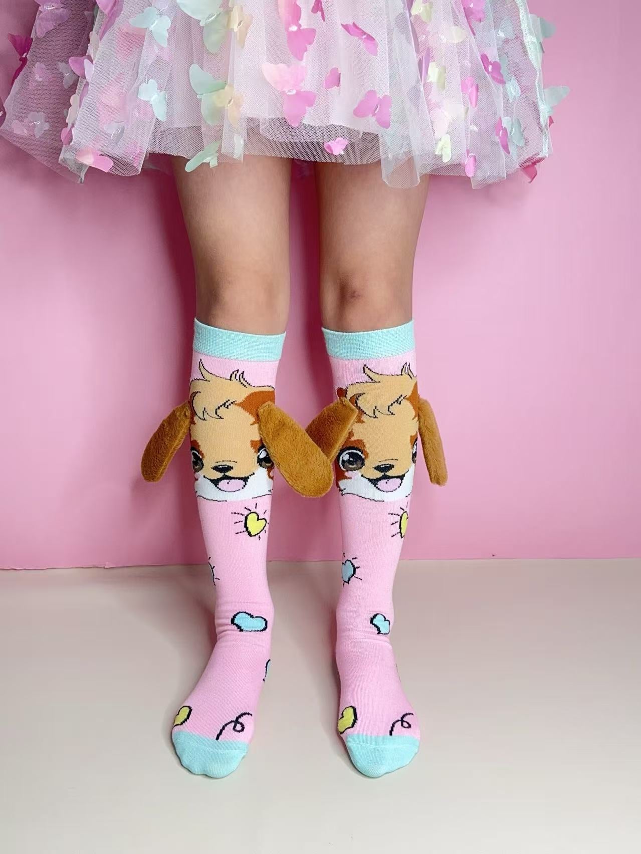 Kids Girls Long Socks - Premium Cotton, Assorted Colors, Comfortable Fit for All Occasions